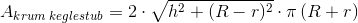 A_{krum\; keglestub}=2\cdot \sqrt{h^2+(R-r)^2}\cdot \pi \left ( R+r \right )