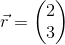 \vec{r}=\begin{pmatrix} 2\\3 \end{pmatrix}
