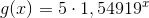g(x)=5\cdot 1,54919^x
