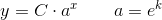 y=C\cdot a^x\; \; \; \; \; \; \; a=e^k