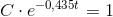 C\cdot e^{-0,435 t}=1