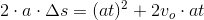 2\cdot a\cdot \Delta s=(at)^2+2v_o\cdot at