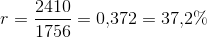 r=\frac{2410}{1756}=0{,}372=37{,}2\%