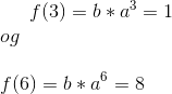 f(3)=b*a^3=1\\og\\ \\ f(6)=b*a^6=8