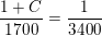 \small \frac{1+C}{1700}=\frac{1}{3400}