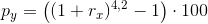 p_y=\left ((1+r_x)^{4{,}2}-1 \right )\cdot 100