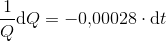 \frac{1}{Q}\mathrm{d} Q=-0{,}00028\cdot \mathrm{d} t