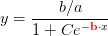 y=\frac{b/a}{1+Ce^{-\mathbf{\color{Red} b}\cdot x}}