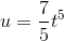 u=\frac{7}{5}t^5