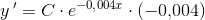 y{\, }'=C\cdot e^{-0{,}004x}\cdot (-0{,}004)