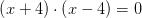 \left (x+4 \right )\cdot \left (x-4 \right )=0