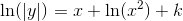 \ln(|y|)=x+\ln(x^2)+k