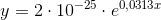 y=2\cdot 10^{-25}\cdot e^{0{,}0313x}