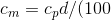 c_m = c_p × d / ( 100% × M )