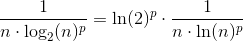 \frac{1}{n\cdot\log_2(n)^p}=\ln(2)^p\cdot\frac{1}{n\cdot \ln(n)^p}