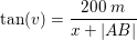 \small \tan(v)=\frac{200\; m}{x+\left | AB \right |}