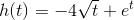 h(t)=-4\sqrt{t}+e^t