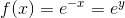 f(x)=e^{-x}=e^y