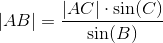 |AB|=\frac{|AC|\cdot \sin(C)}{\sin(B)}