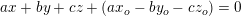 \small ax+by+cz+\left (ax_o-by_o-cz_o \right )=0