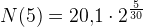 N(5)=20{,}1\cdot 2^{\frac{5}{30}}