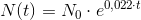 N(t)=N_0\cdot e^{0{,}022\cdot t}