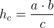 h_c=\frac{a\cdot b}{c}