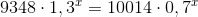 9348\cdot 1,3^x=10014\cdot 0,7^x
