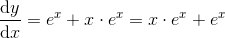 \frac{\mathrm{d} y}{\mathrm{d} x}=e^x+x\cdot e^x=x\cdot e^x+e^x
