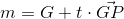 m = G + t \cdot \vec{GP}