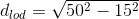 d_{lod}=\sqrt{50^2-15^2}