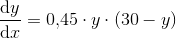 \frac{\mathrm{d} y}{\mathrm{d} x}=0{,}45\cdot y\cdot (30-y)