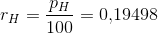 r_H=\frac{p_H}{100} =0{,}19498