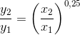 \frac{y_2}{y_1}=\left ({\frac{x_2}{x_1}} \right )^{0{,}25}