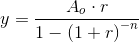y=\frac{A_o\cdot r}{1-\left (1+r \right )^{-n}}