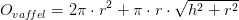 O_{vaf\! fel}=2\pi\cdot r^2+\pi \cdot r\cdot \sqrt{h^2+r^2}