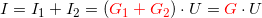 \small \small I=I_1+I_2=\left ({\color{Red} G_1+G_2} \right )\cdot U={\color{Red} G}\cdot U