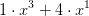 1\cdot x^3+4\cdot x^1