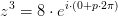 z^3=8\cdot e^{i\cdot \left ( 0+p\cdot 2\pi \right )}