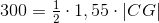 300=\tfrac{1}{2}\cdot 1,55\cdot |CG|