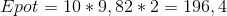 Epot = 10*9,82*2=196,4