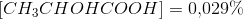 \left [ CH_3CHOHCOOH \right ]=0{,}029\%