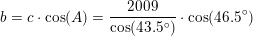 \small \small b=c\cdot \cos(A)=\frac{2009}{\cos(43{.}5^\circ)}\cdot \cos(46{.}5^\circ)