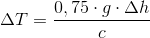 \Delta T=\frac{0,75\cdot g\cdot \Delta h}{c}