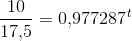 \frac{10}{17{,}5}=0{,}977287^{\, t}