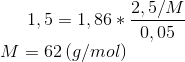 1,5=1,86*\frac{2,5/M}{0,05}\\ M=62\,(g/mol)