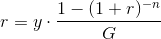 r=y\cdot \frac{1-(1+r)^-^n}{G }