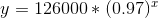 y=126000*(0.97)^x
