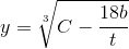 y=\sqrt[3]{C-\frac{18b}t{}}