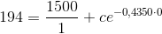 194 = \frac{1500}{1}+ce^{-0,4350\cdot0}